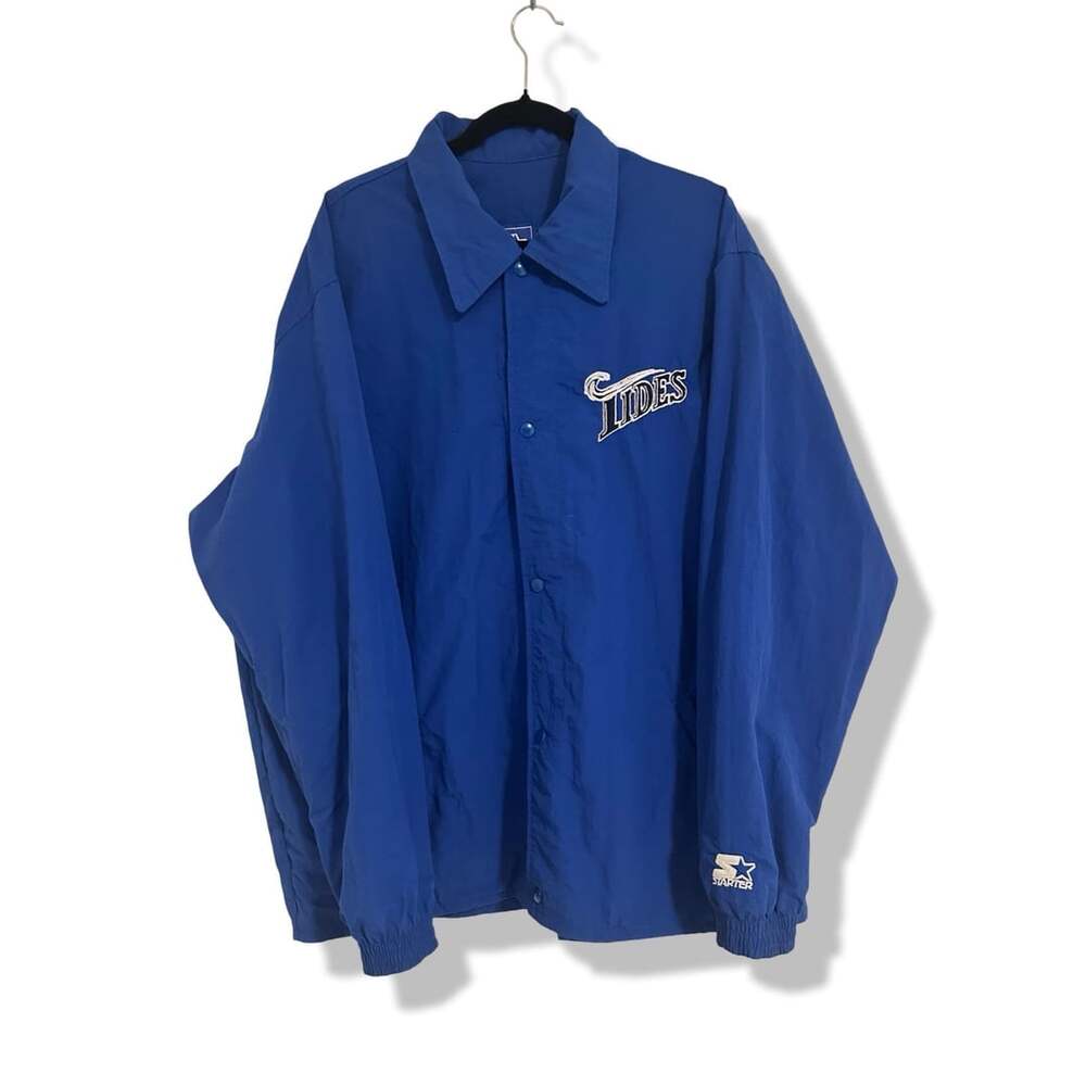 Vintage 90s Starter Norfolk Tides Jacket XXL Made In USA MiLB Coaches Blue Windb
